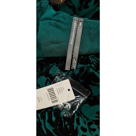 NWT Anthropologie The Katerina Button-Front Dress $198 XXS 00 Dark Green Floral - Picture 7 of 7
